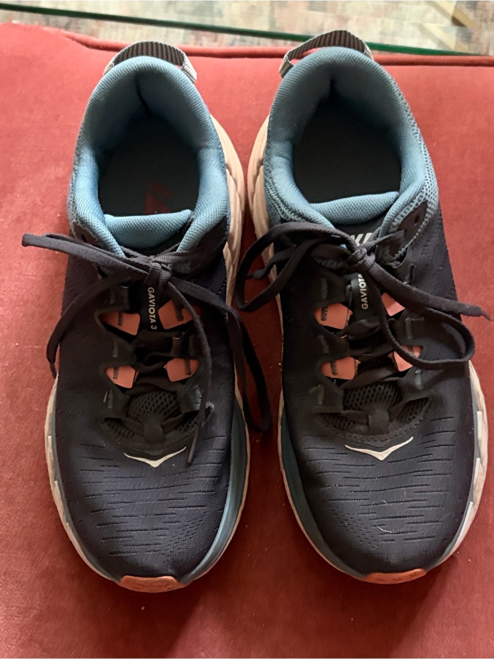 Hoka Women’s Navy, Light Blue & Pink Athletic Running Shoes